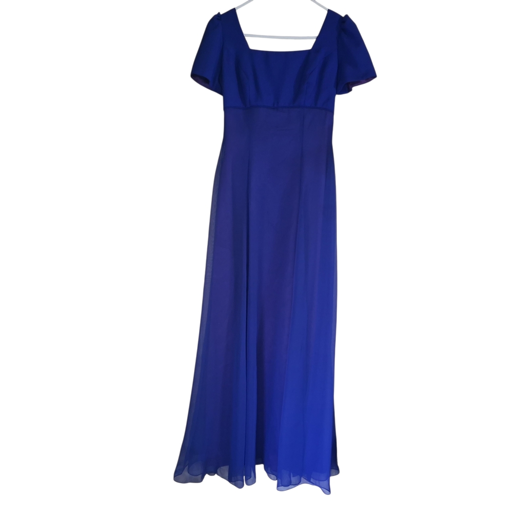 Alfred Angelo Empire Waist Blue Purple Iridescent Long Prom Formal Dress 5/6